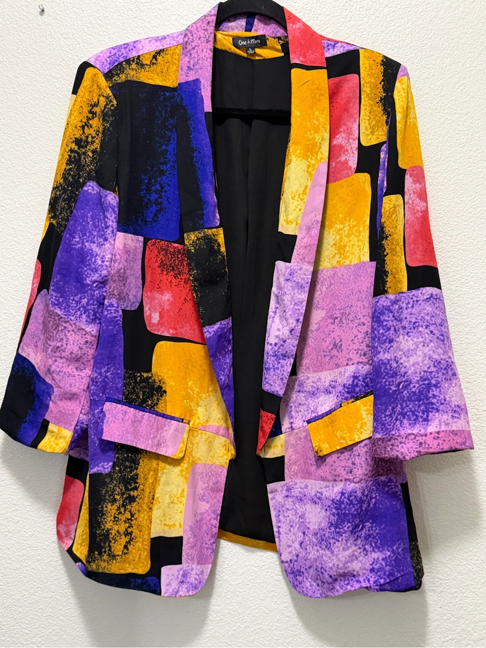 One N More vintage watercolor  lined blazer, size large
